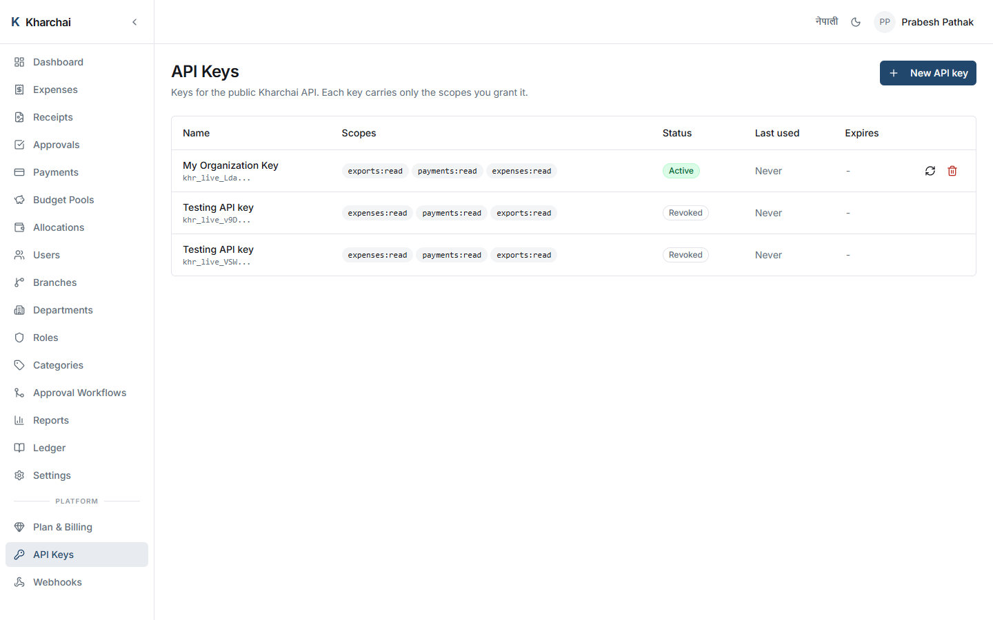 Scoped API keys