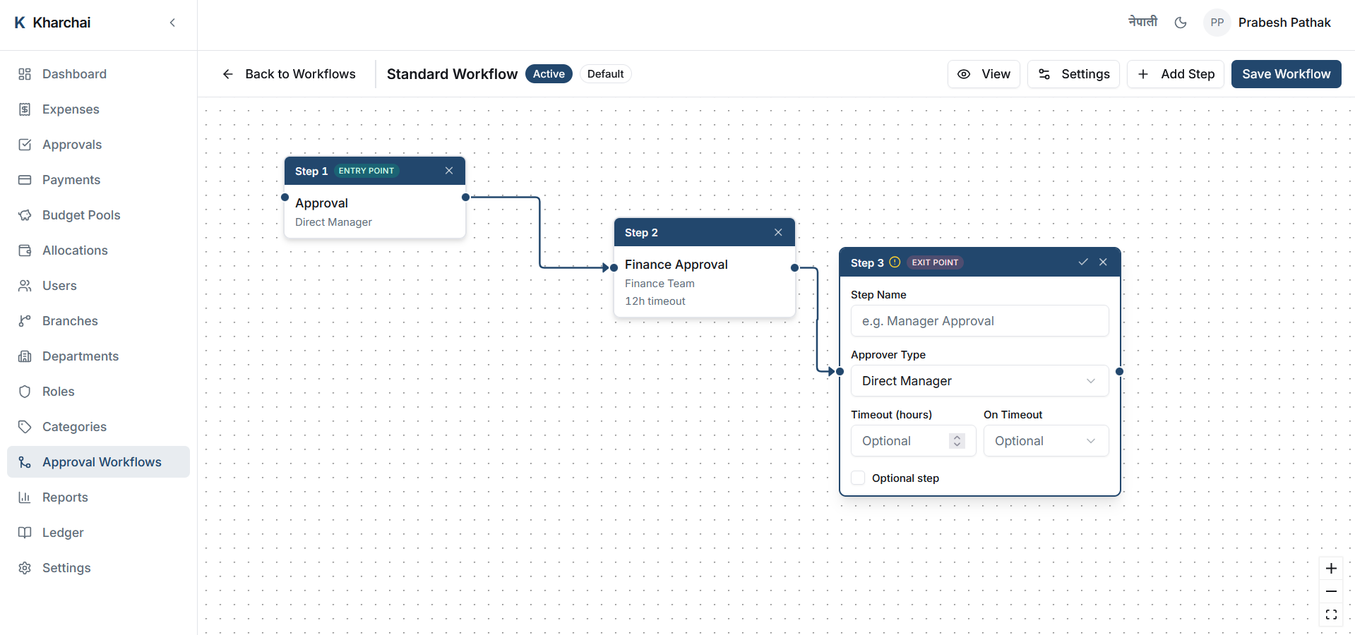 Approval workflow builder